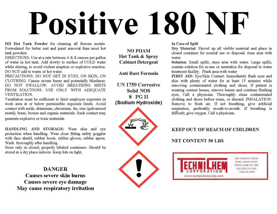 POSITIVE 180,  Extra Heavy-Duty Hot Tank and Spray Cabinet Cleaner