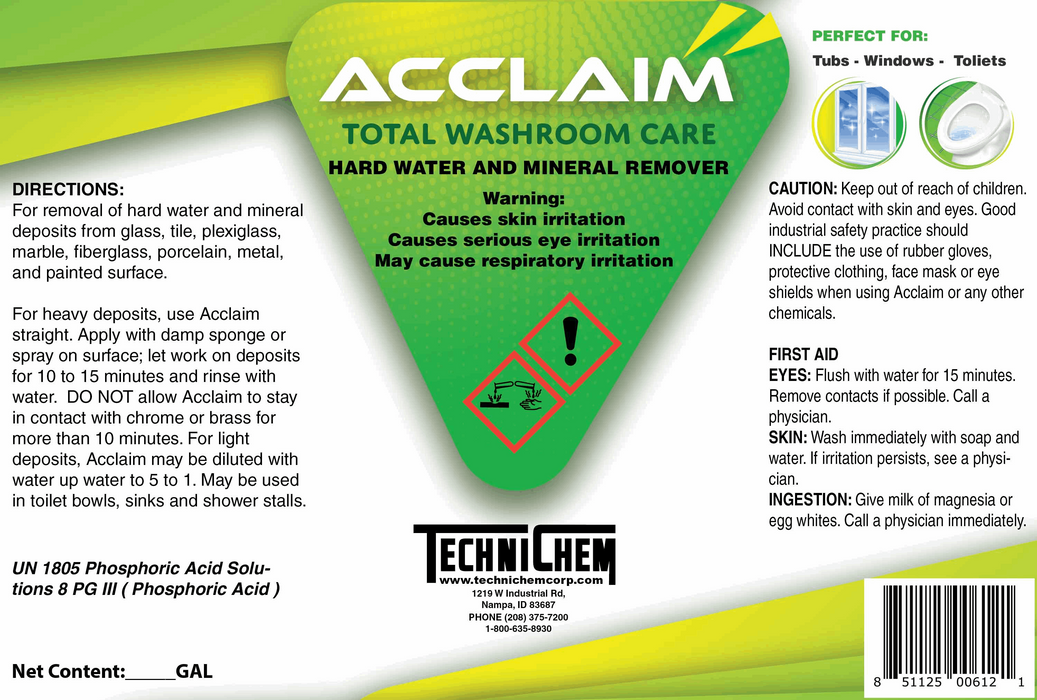 ACCLAIM, Hard Water and Mineral Remover