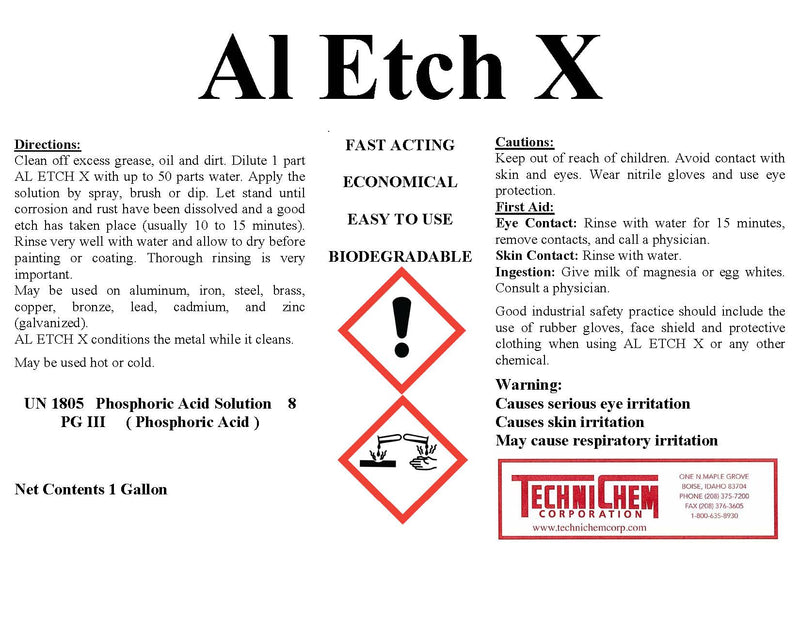 AL ETCH X, limpiador de servicio pesado y preparador de pintura para acero