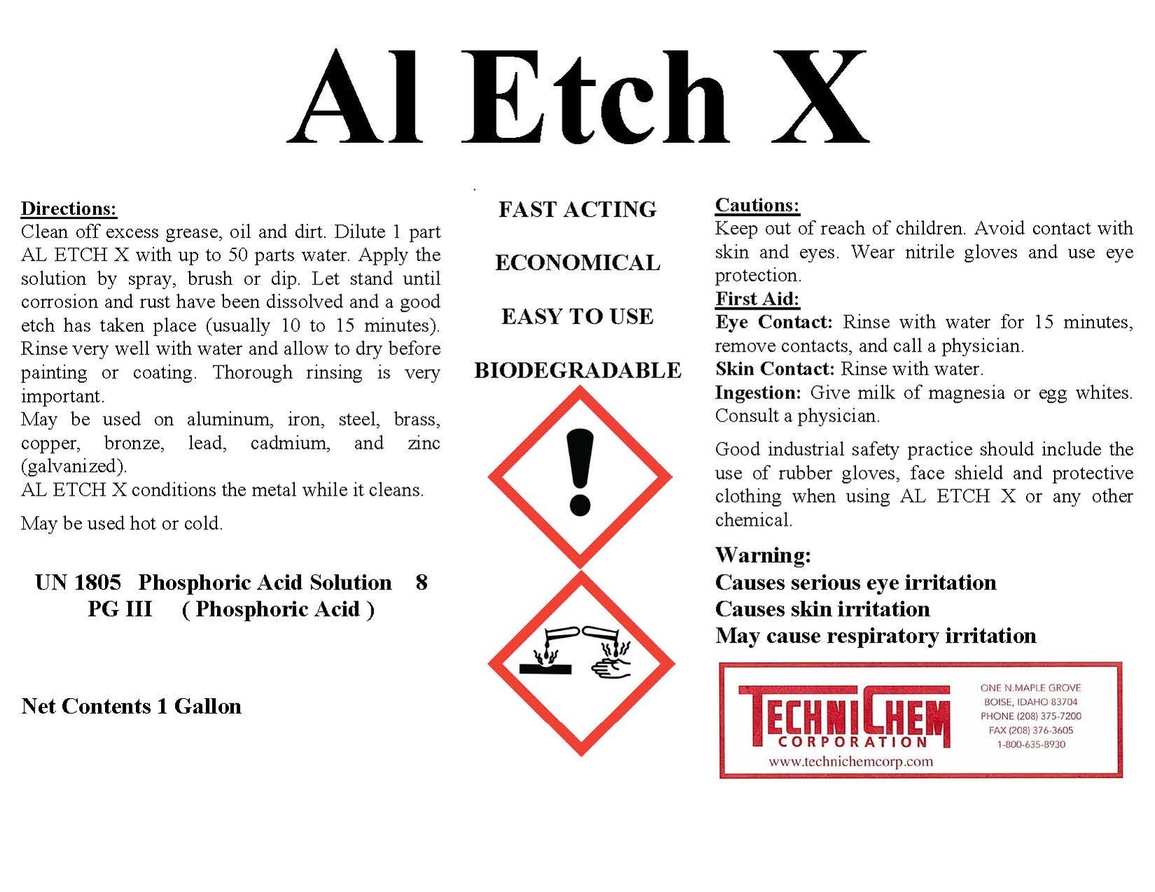 AL ETCH X, limpiador de servicio pesado y preparador de pintura para a ...