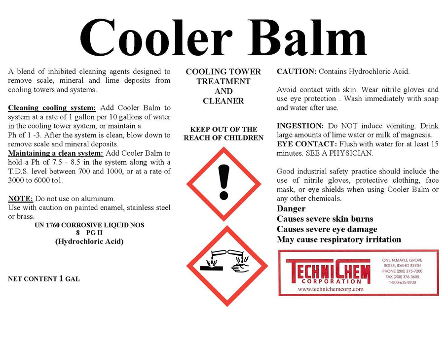 COOLER BALM, Tratamiento de Torres de Enfriamiento