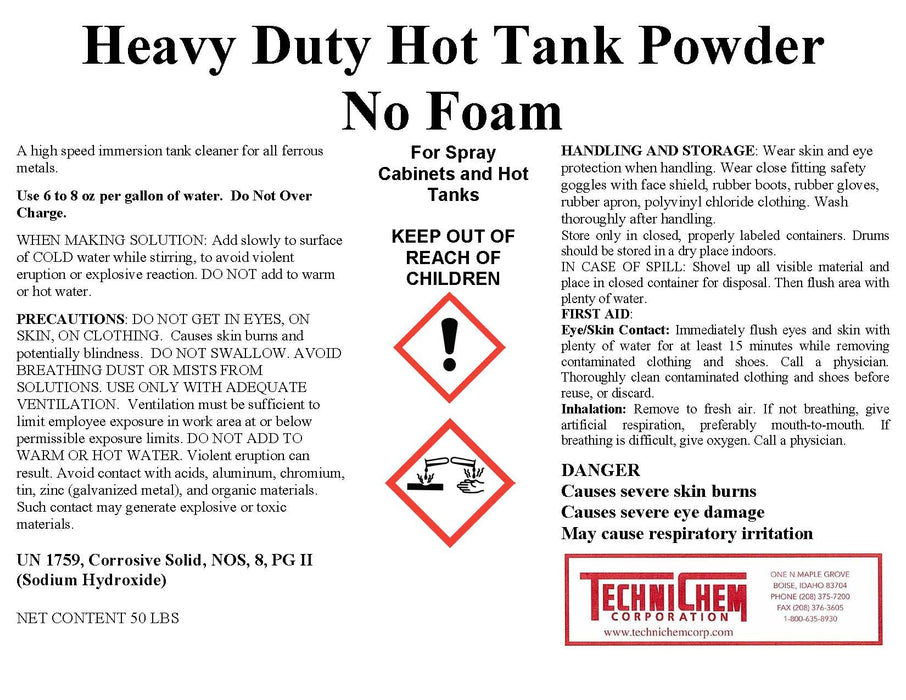 HD HOT TANK POWDER, detergente para tanques calientes y cabinas de pulverización