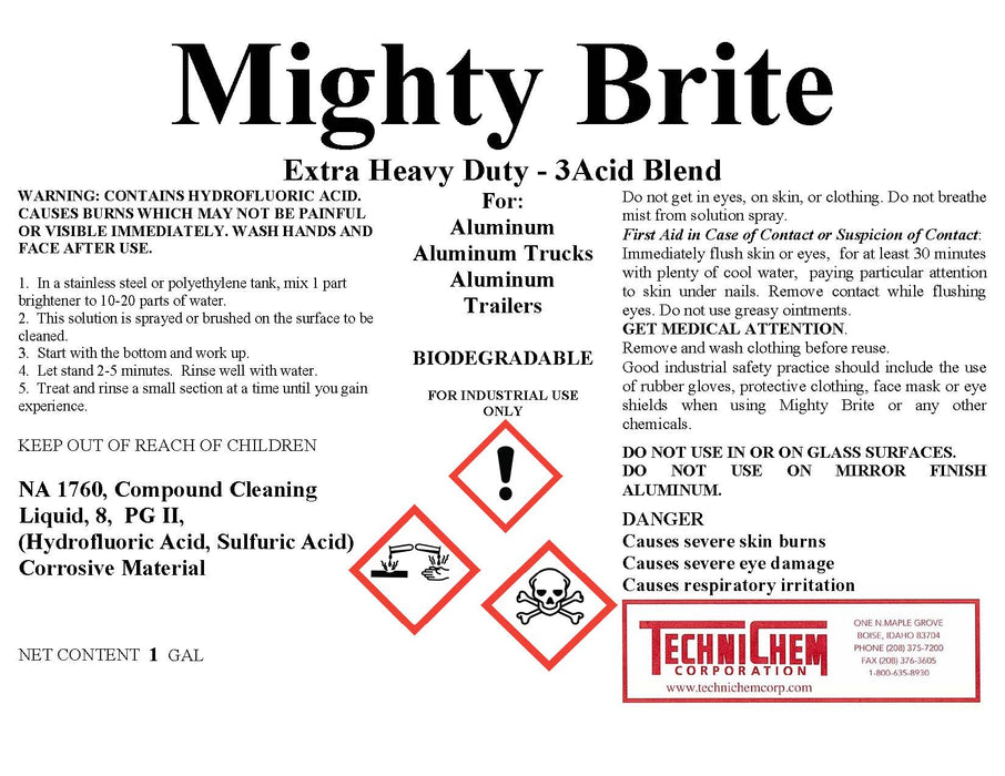 MIGHTY BRITE, mezcla de 3 ácidos, abrillantador de aluminio
