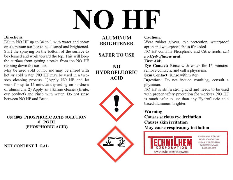 SIN HF, abrillantador de aluminio